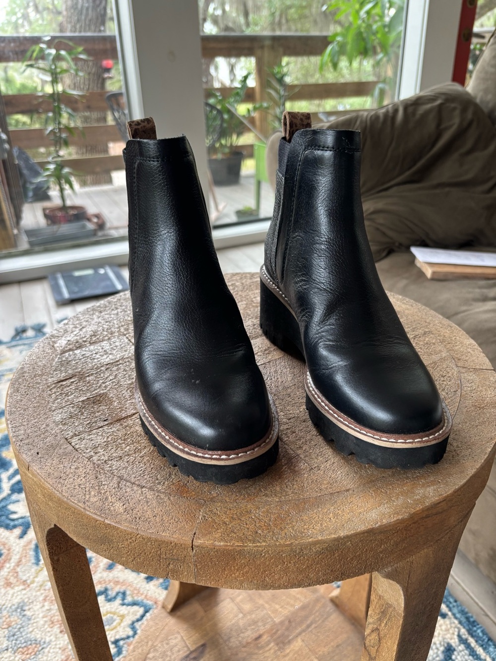 Dolce Vita Black Leather Platform Chelsea Ankle Boots